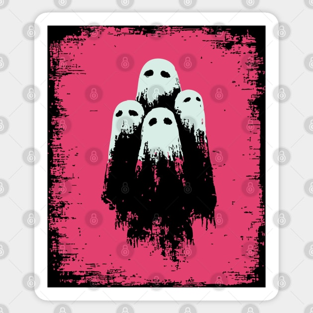 Cute Spooky Sheet Ghosts Retro Halloween Pop Art Sticker by TuncGK